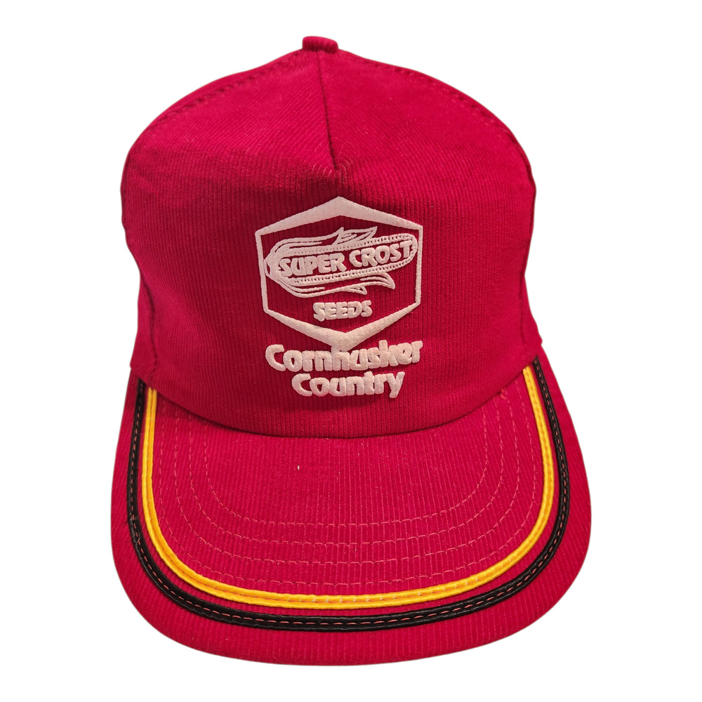 Vintage Super Crost Seeds‎ Cornhusker Country Red Corduroy Trucker Hat Snapback